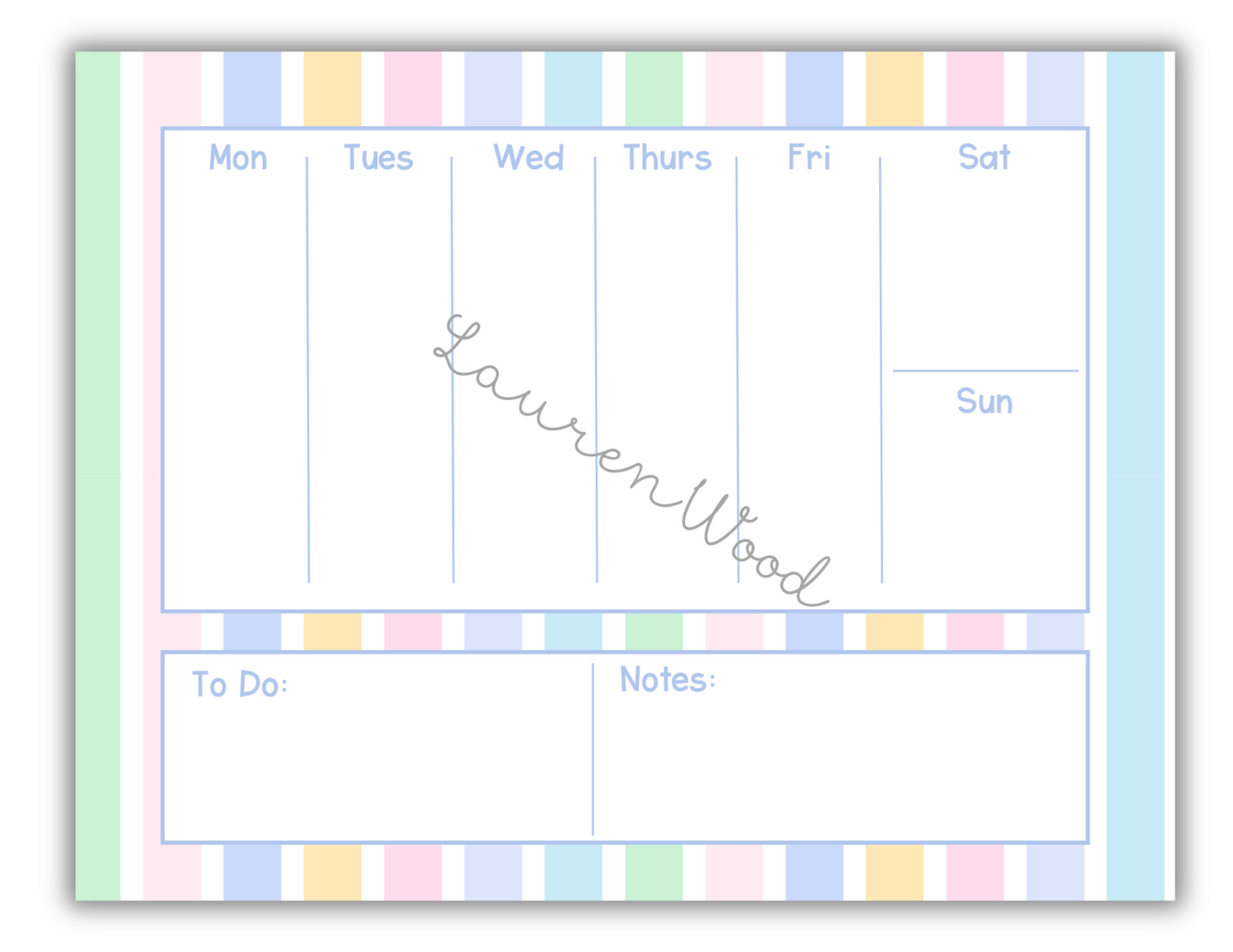Pastel Stripe Weekly To-Do List Notepad