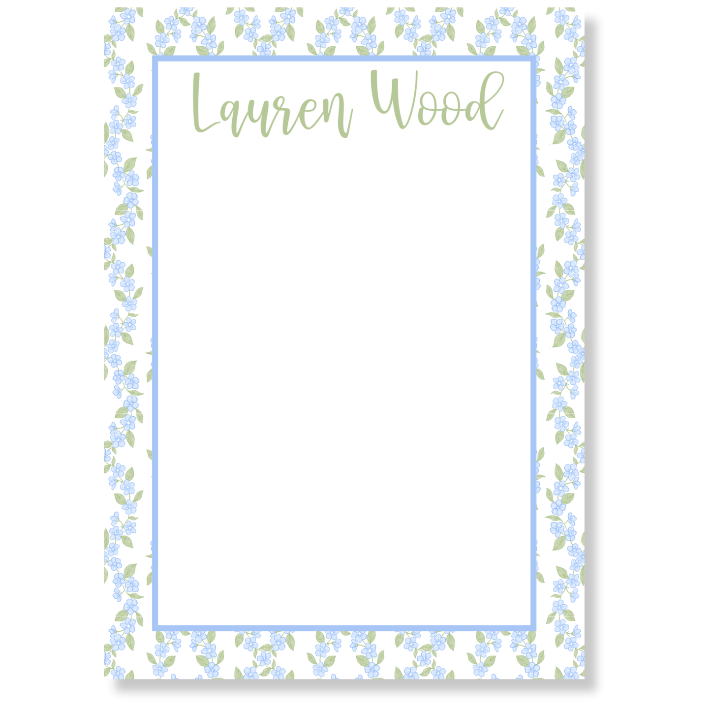 Blue Floral Stripes Notepad