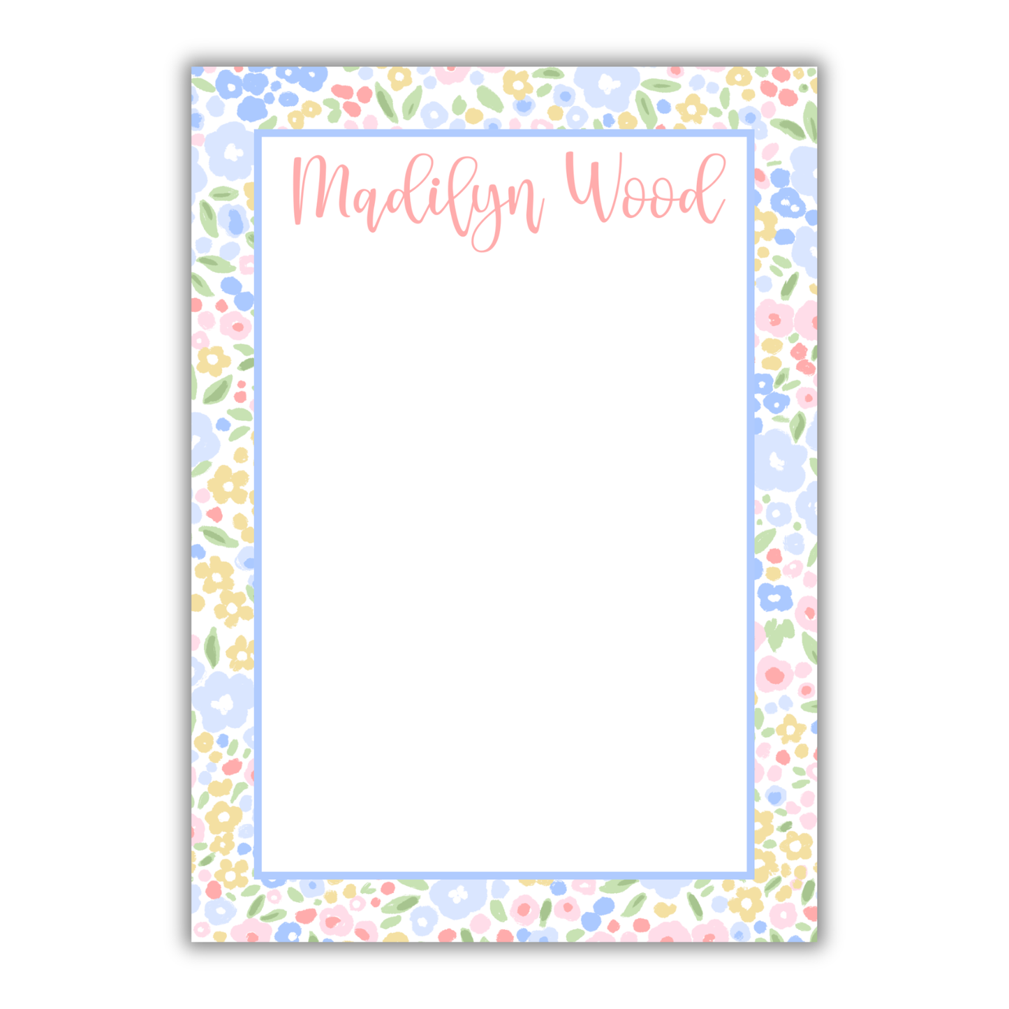 Blue & Pink Floral Notepad