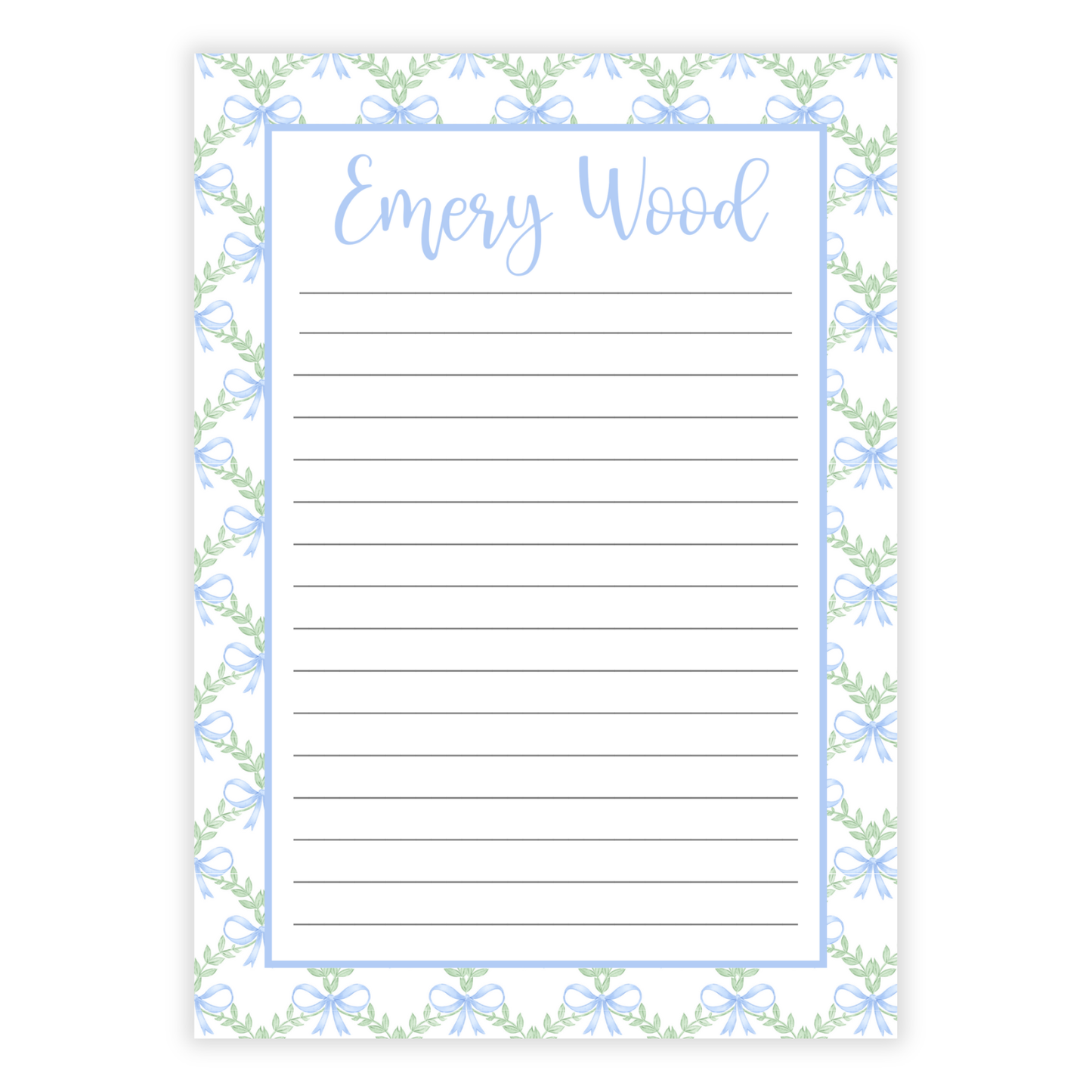 Blue Wreath Bow Notepad