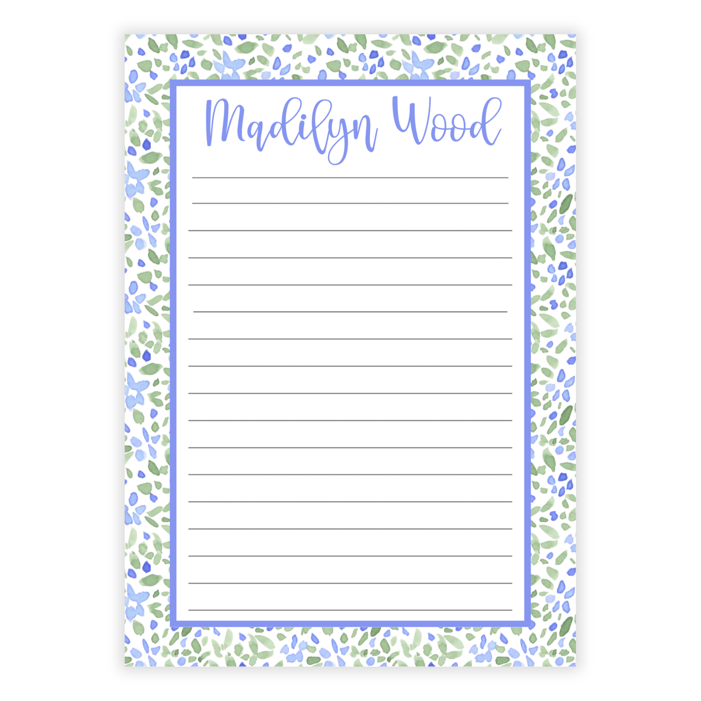 Blue & Green Floral Notepad