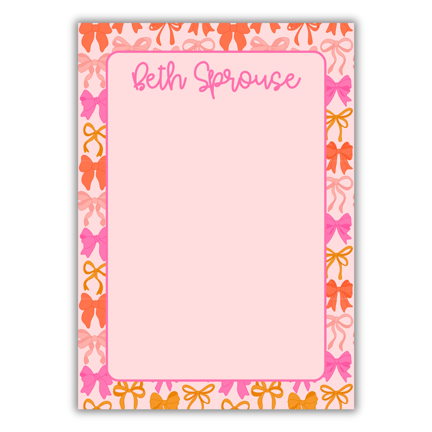 Pink & Orange Bows Notepad