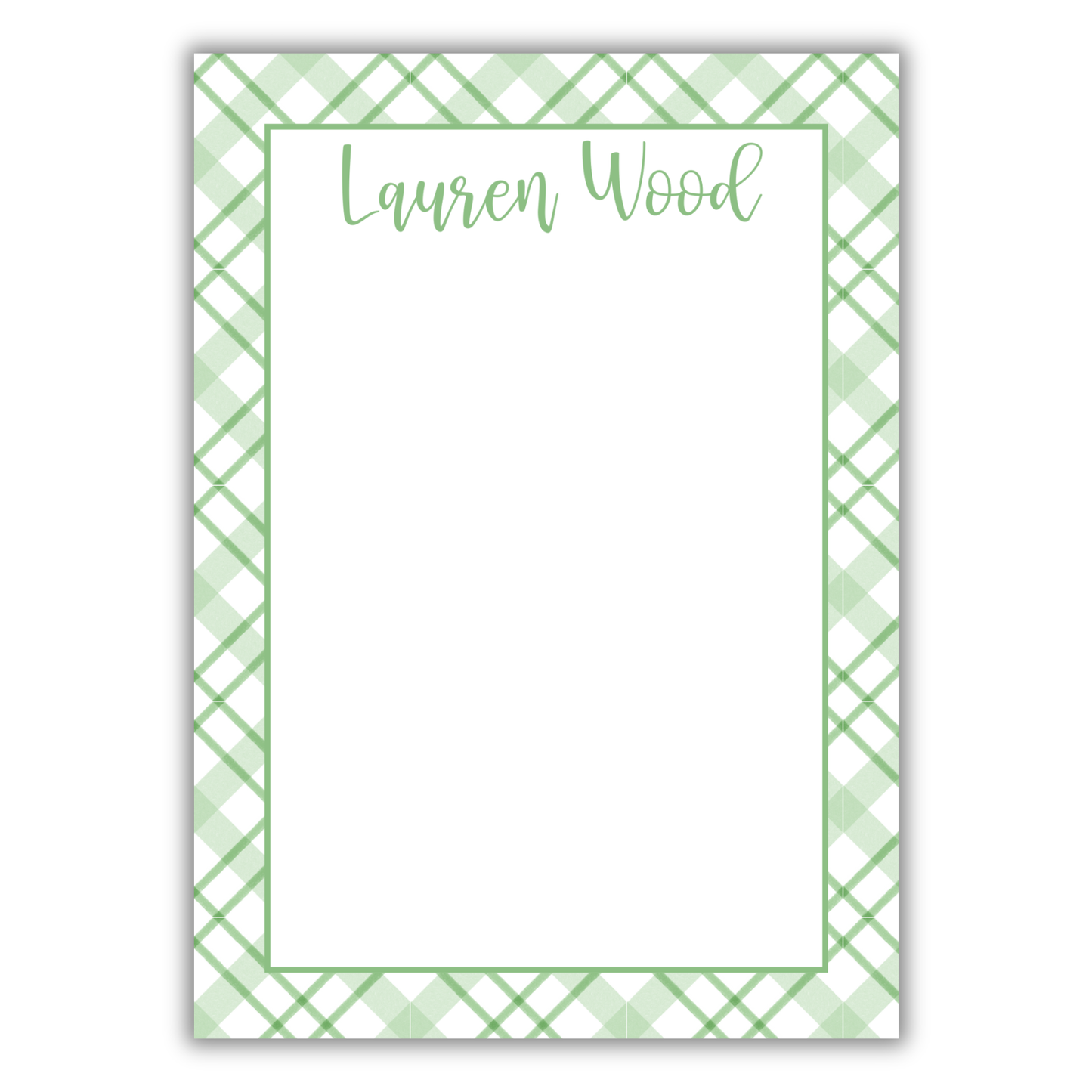 Green Gingham Notepad