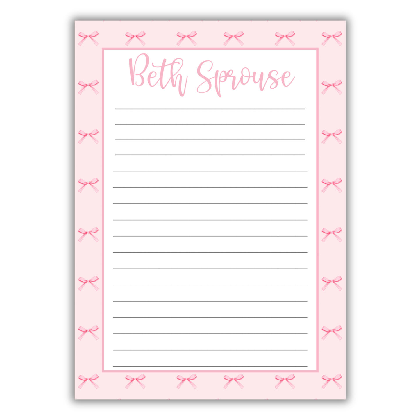 Pink Bow Background Notepad