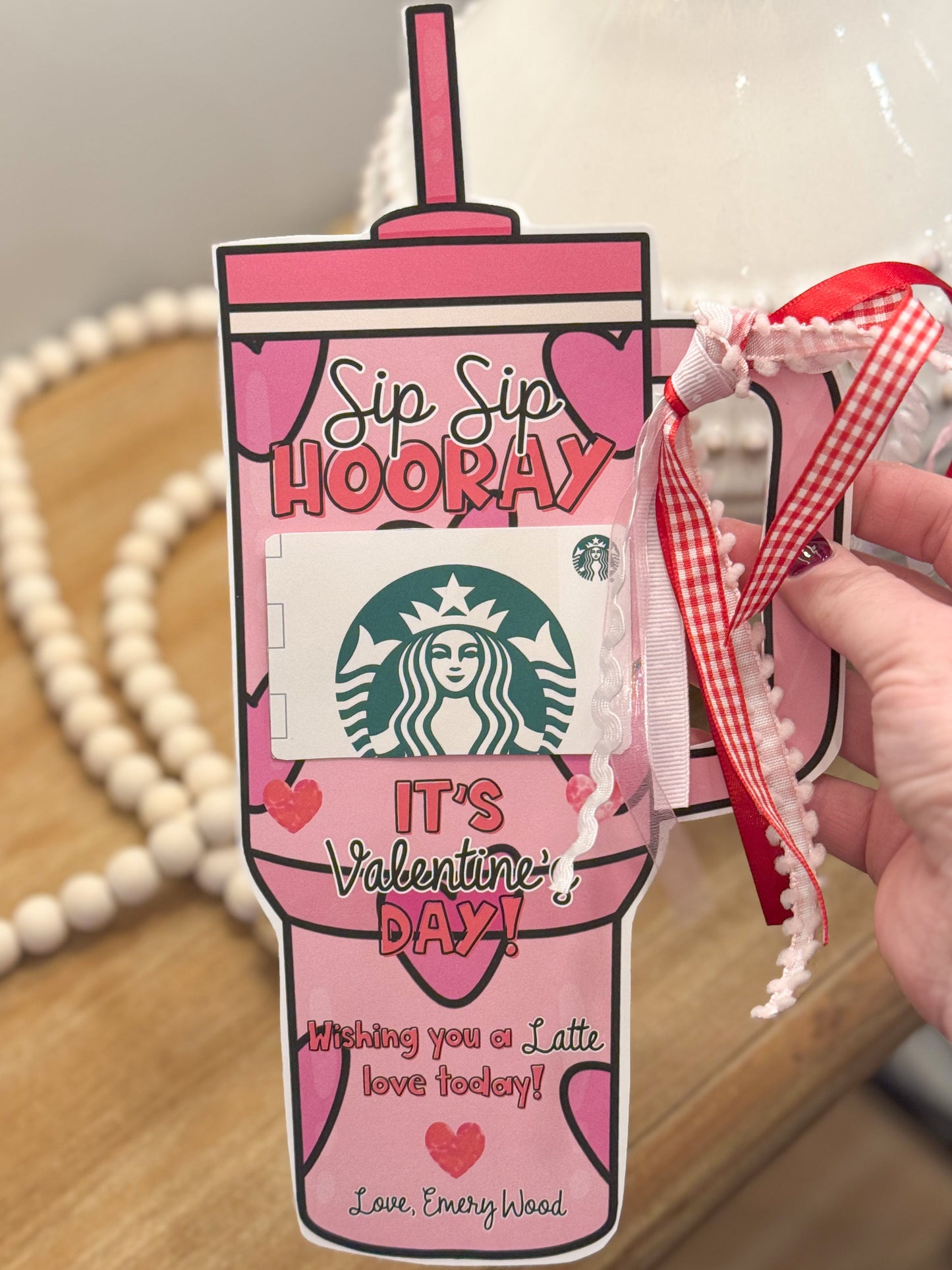 Valentine Tumbler Gift Card Holder Hearts