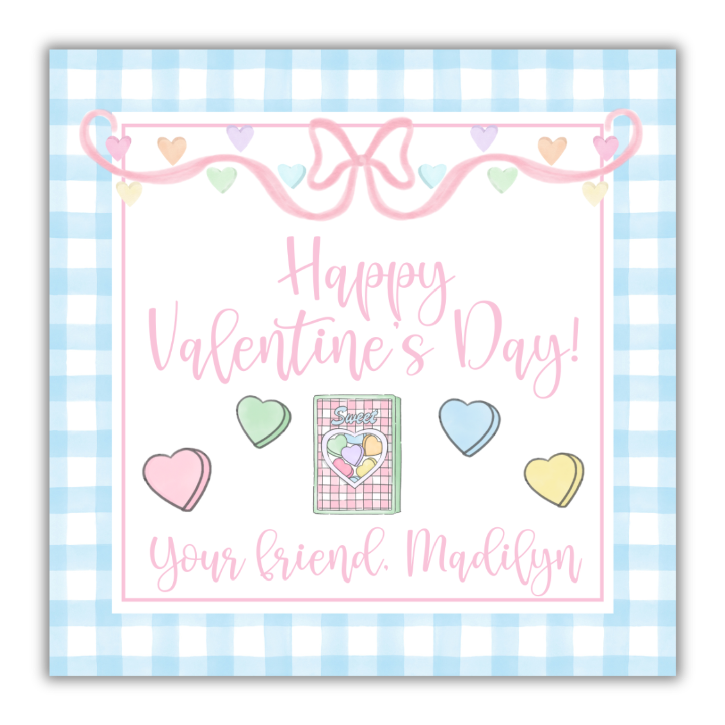 Happy Valentine's Tag- Sweethearts- Candy Blue