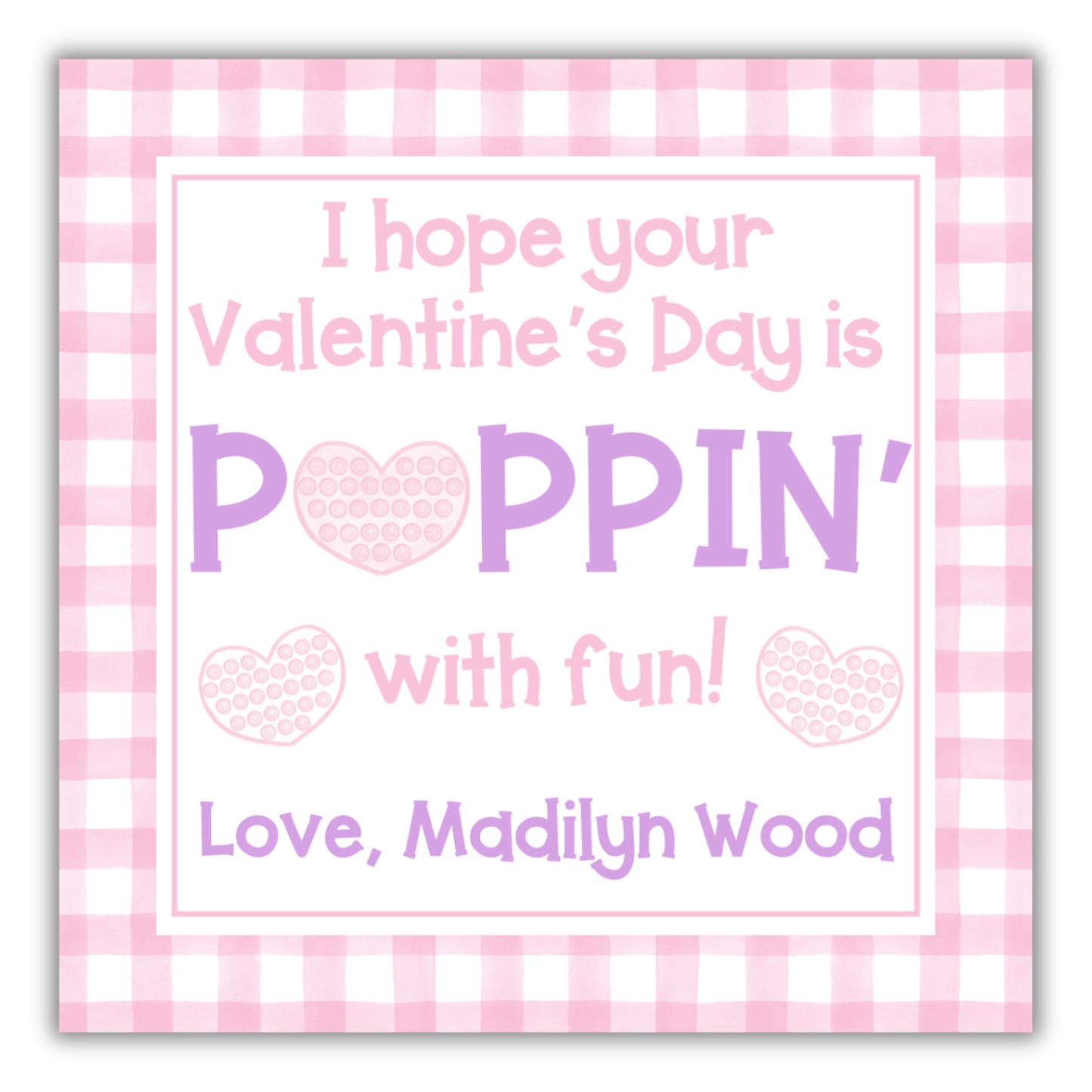 Poppin' Valentine Tag Pink- Pop It