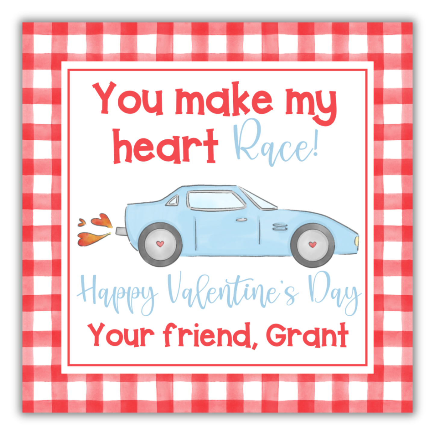 Race Valentine's Tag- Hot Wheel Valentine