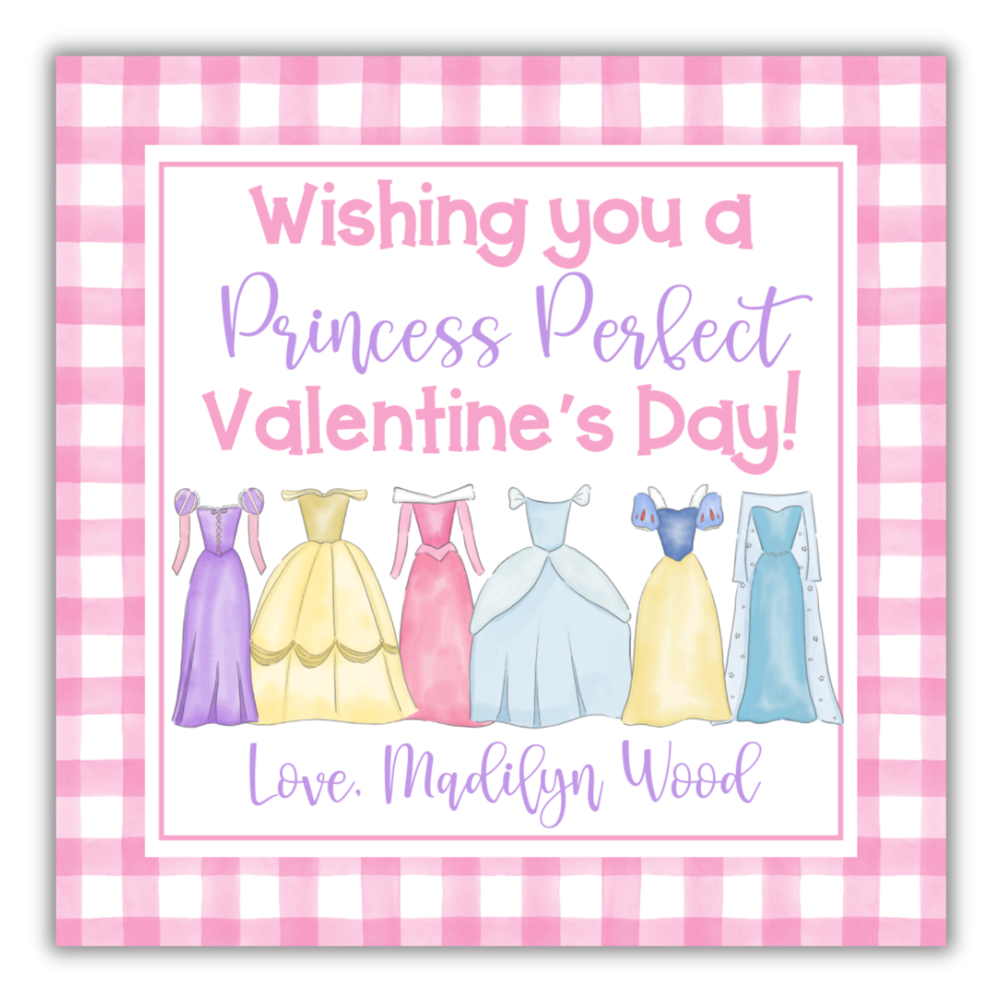 Princess Perfect Valentine Tag- Disney Princess Valentine