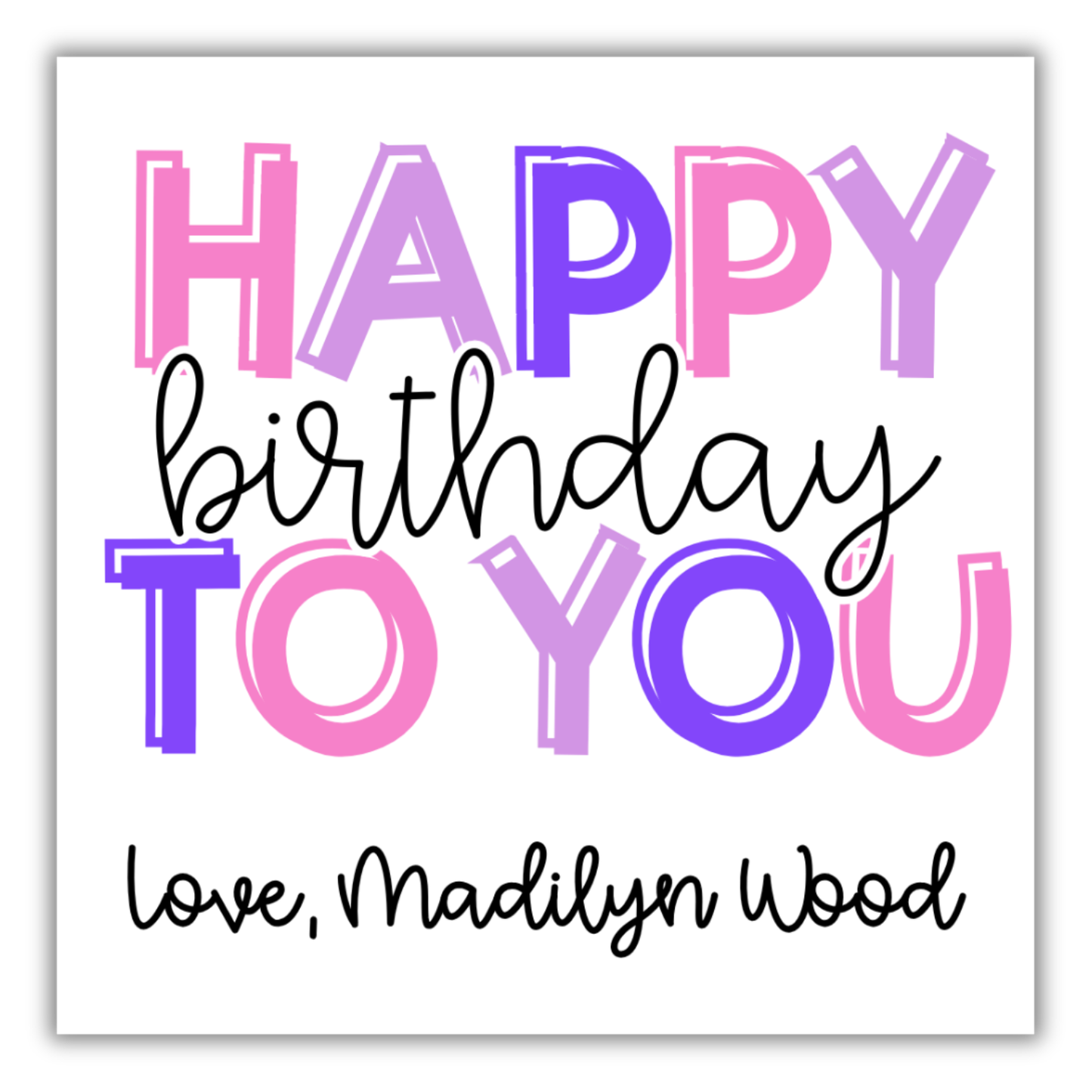 Birthday Tag Pink and Purple