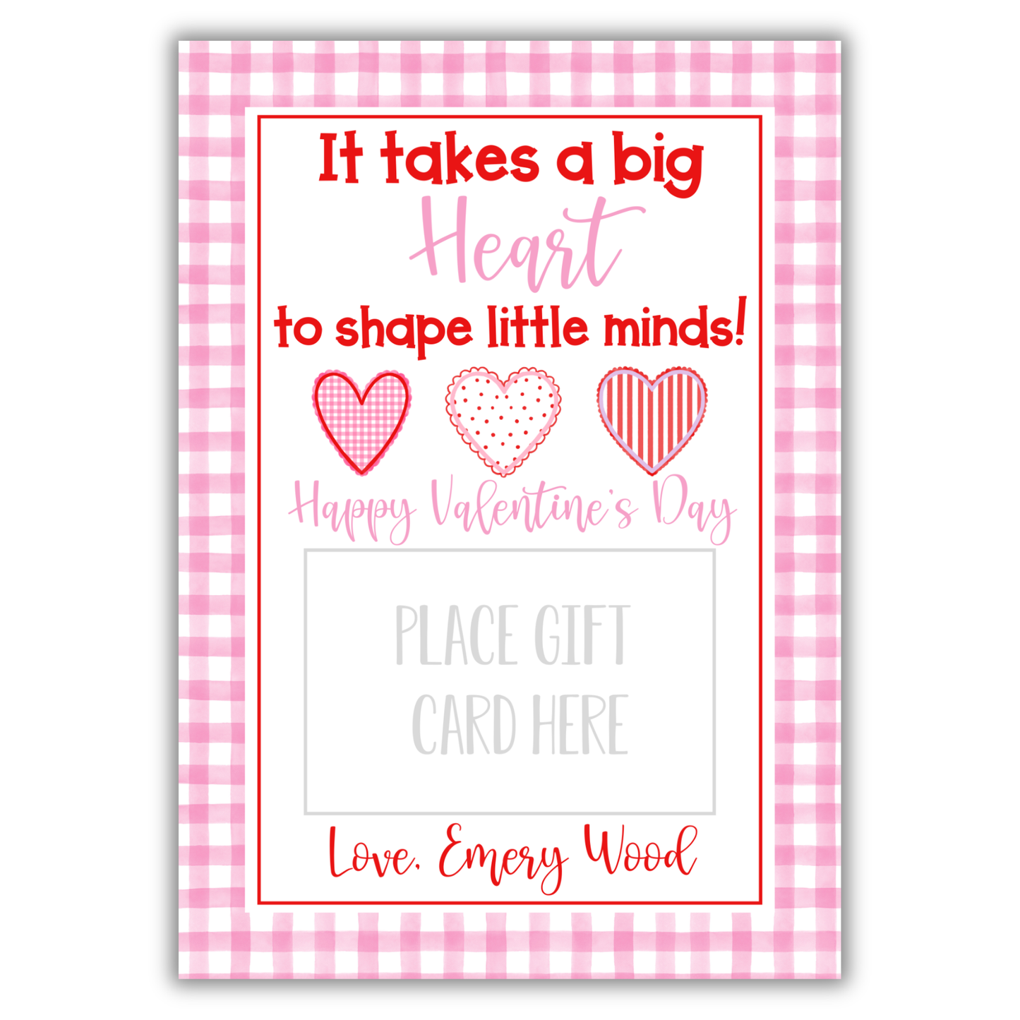 It Takes a Big Heart Pink - Valentine's Gift Card Holder
