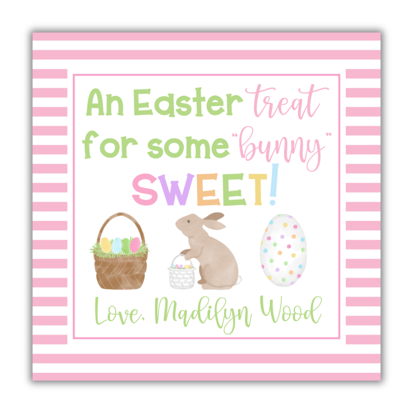 Easter Treat Pink Stripe Tag