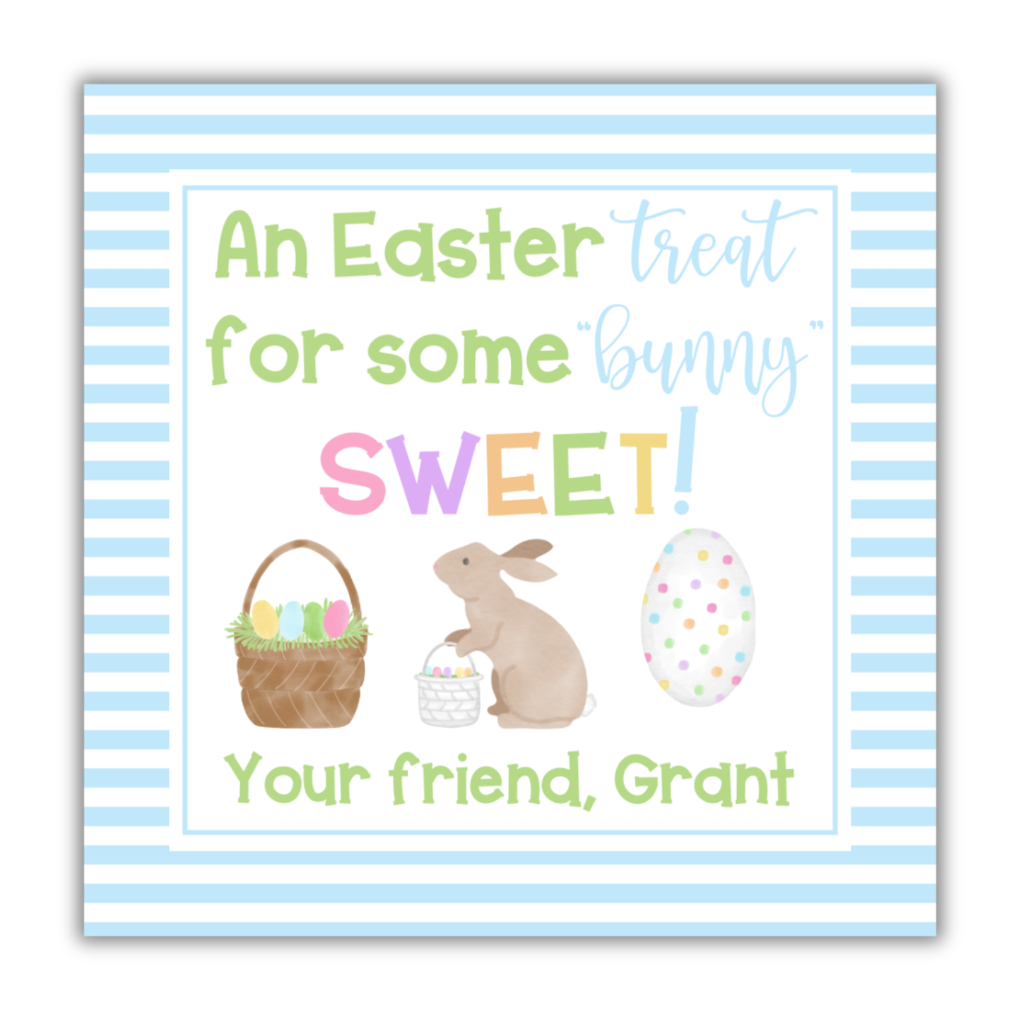 Easter Treat Blue Stripe Tag