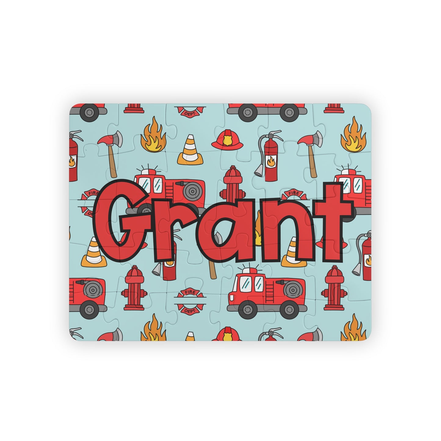 Personalized Kids Puzzle — 30-Piece Firetruck Name Puzzle