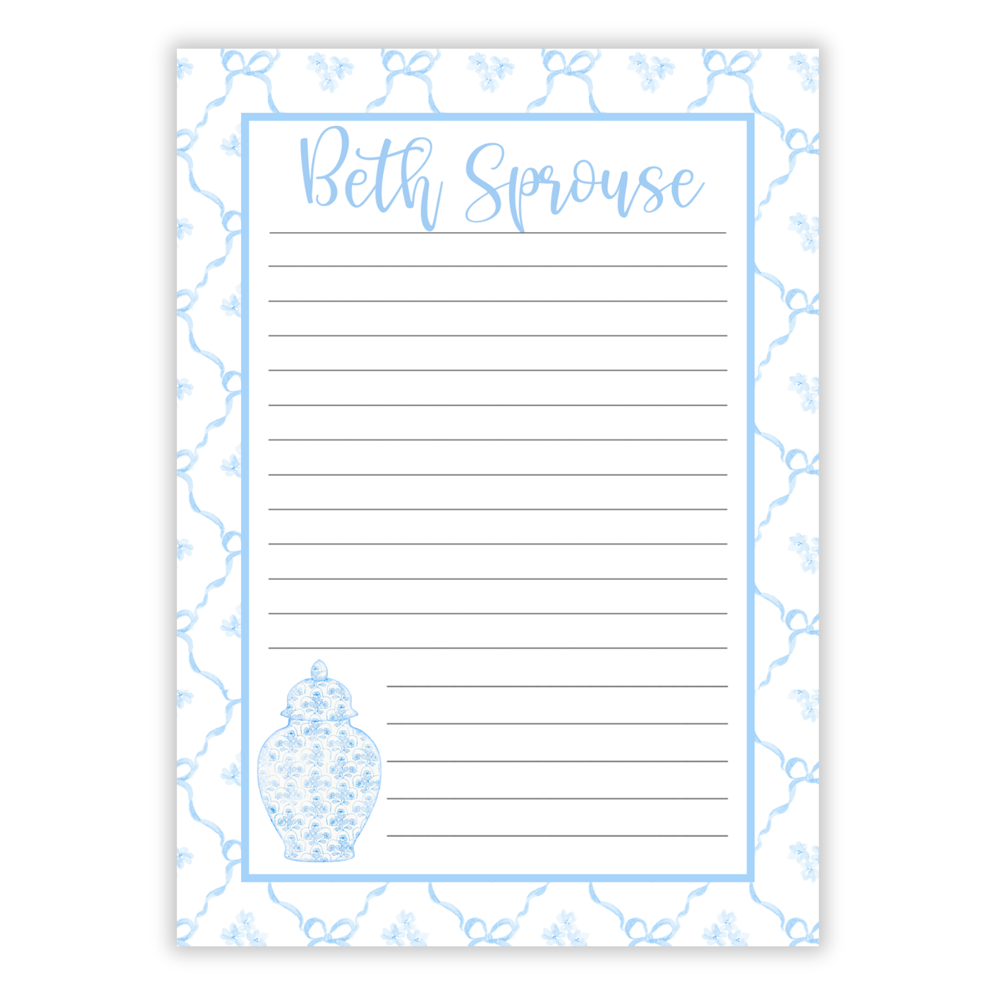 Blue Chinoiserie Ginger Jar Notepad