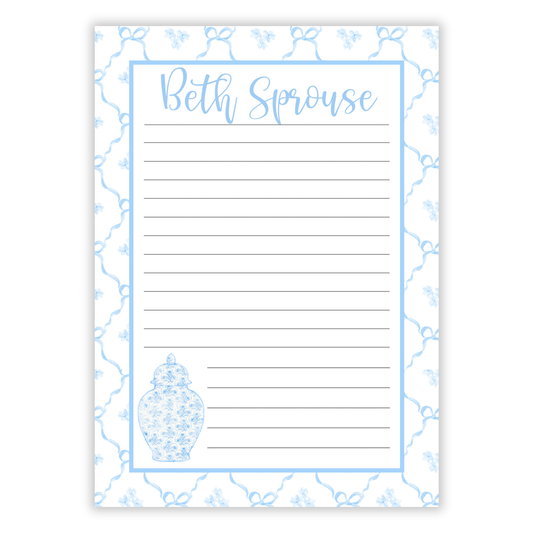 Blue Chinoiserie Ginger Jar Notepad