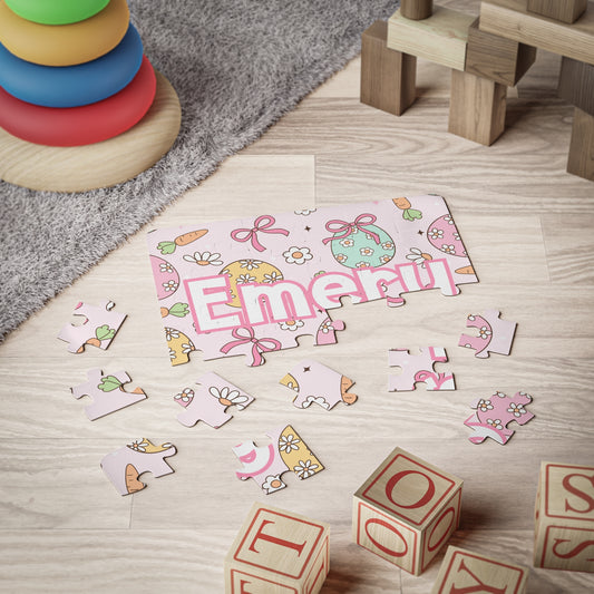 Personalized Kids Puzzle — Easter Eggs & Carrots Name Puzzle (30‑Piece)