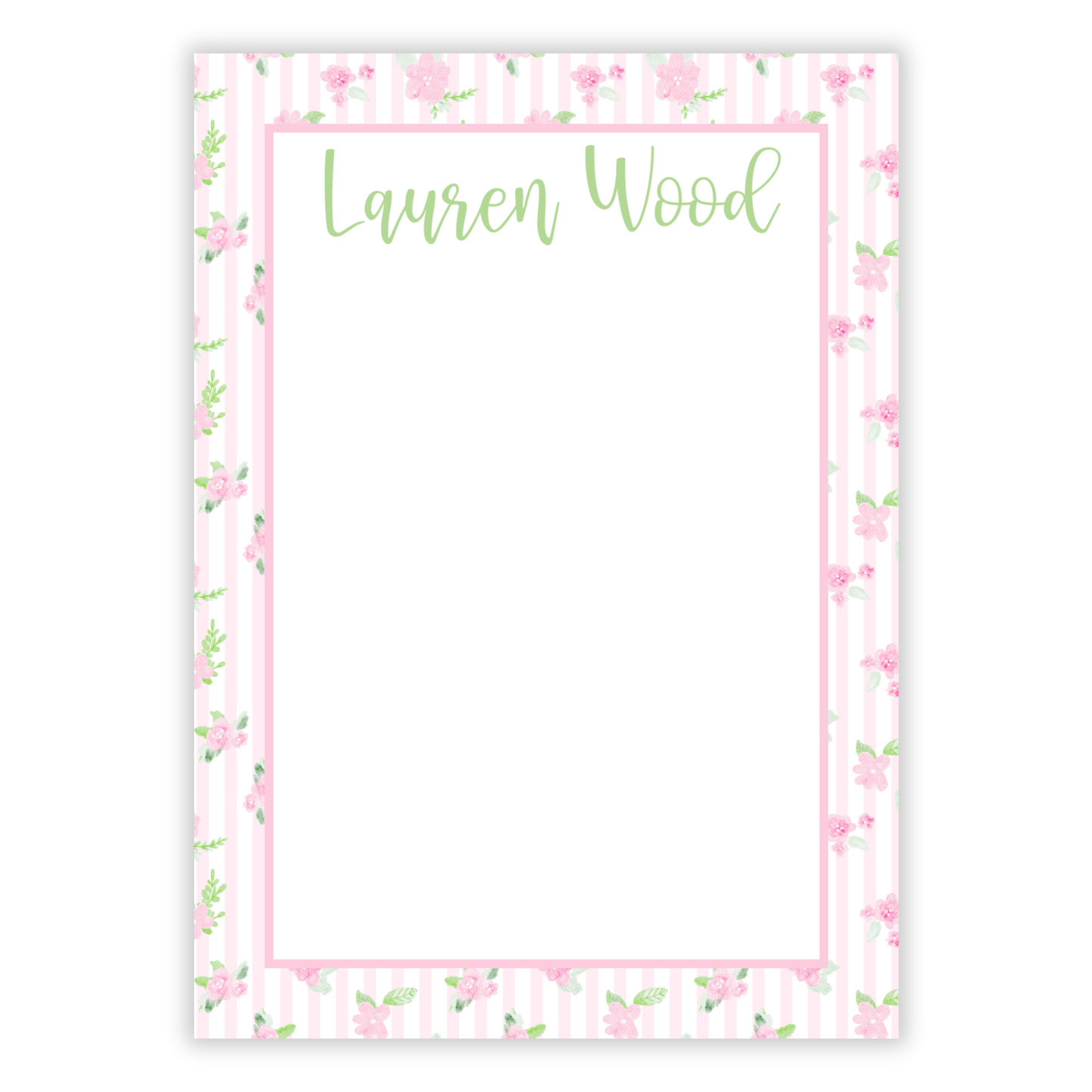 Pink & White Stripe Floral Notepad