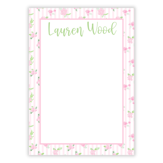 Pink & White Stripe Floral Notepad