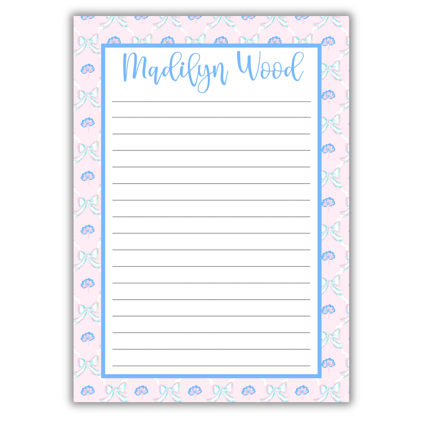 Pink Background Bows Notepad