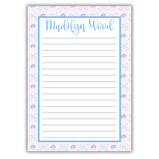 Pink Background Bows Notepad