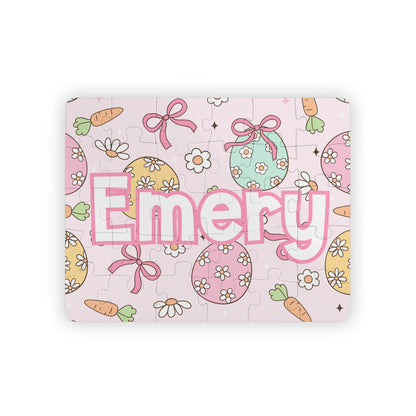 Personalized Kids Puzzle — Easter Eggs & Carrots Name Puzzle (30‑Piece)