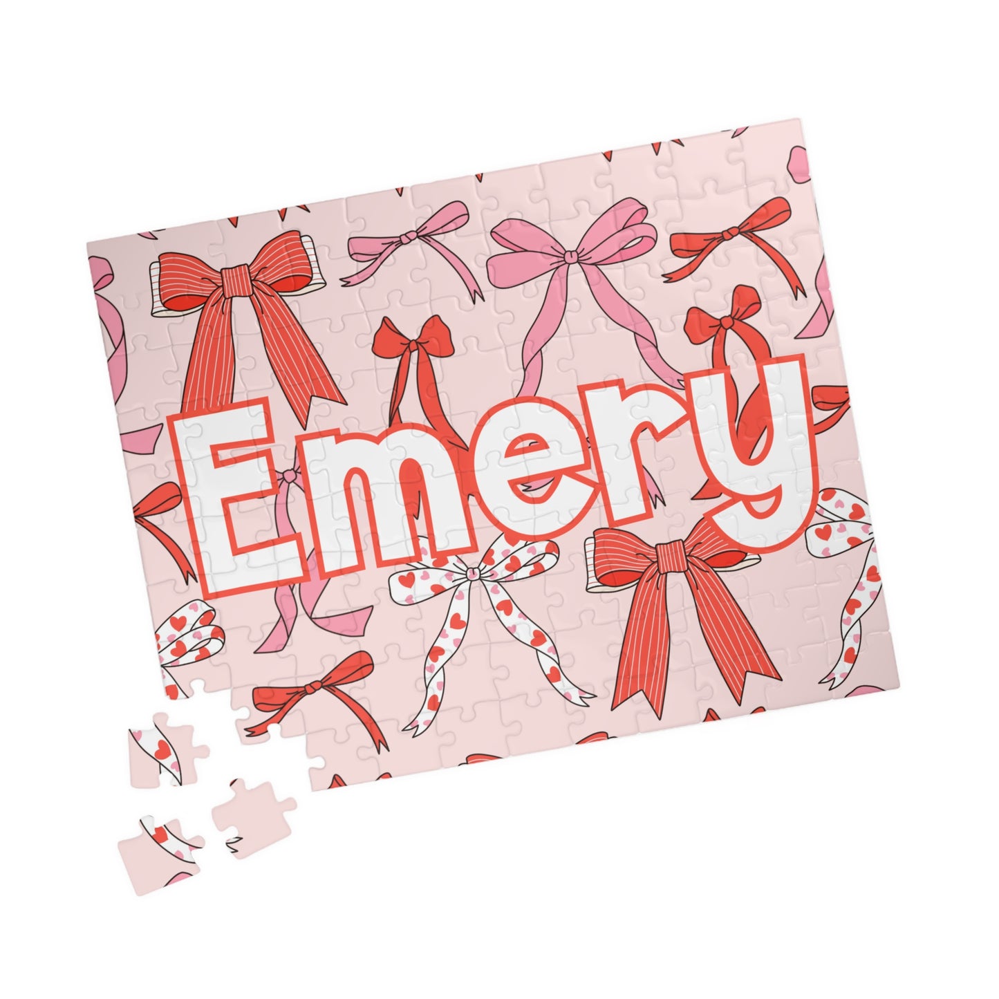 Personalized Bow Pattern Puzzle — Custom Name Jigsaw (110/252/520/1014 pcs)