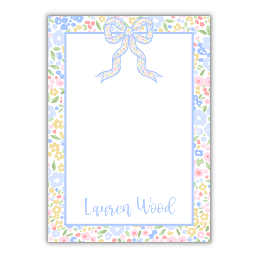 Blue Floral Notepad Big Bow
