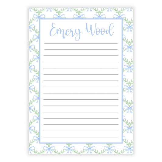 Blue Wreath Bow Notepad