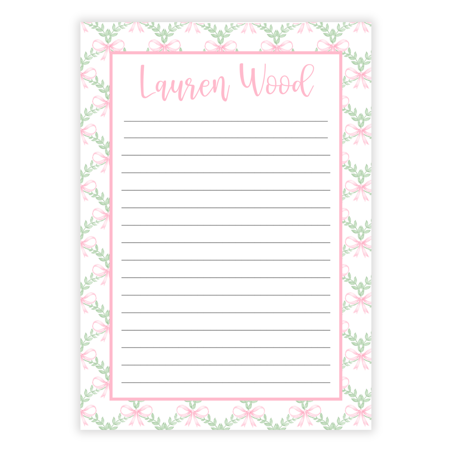 Pink Wreath Bow Notepad