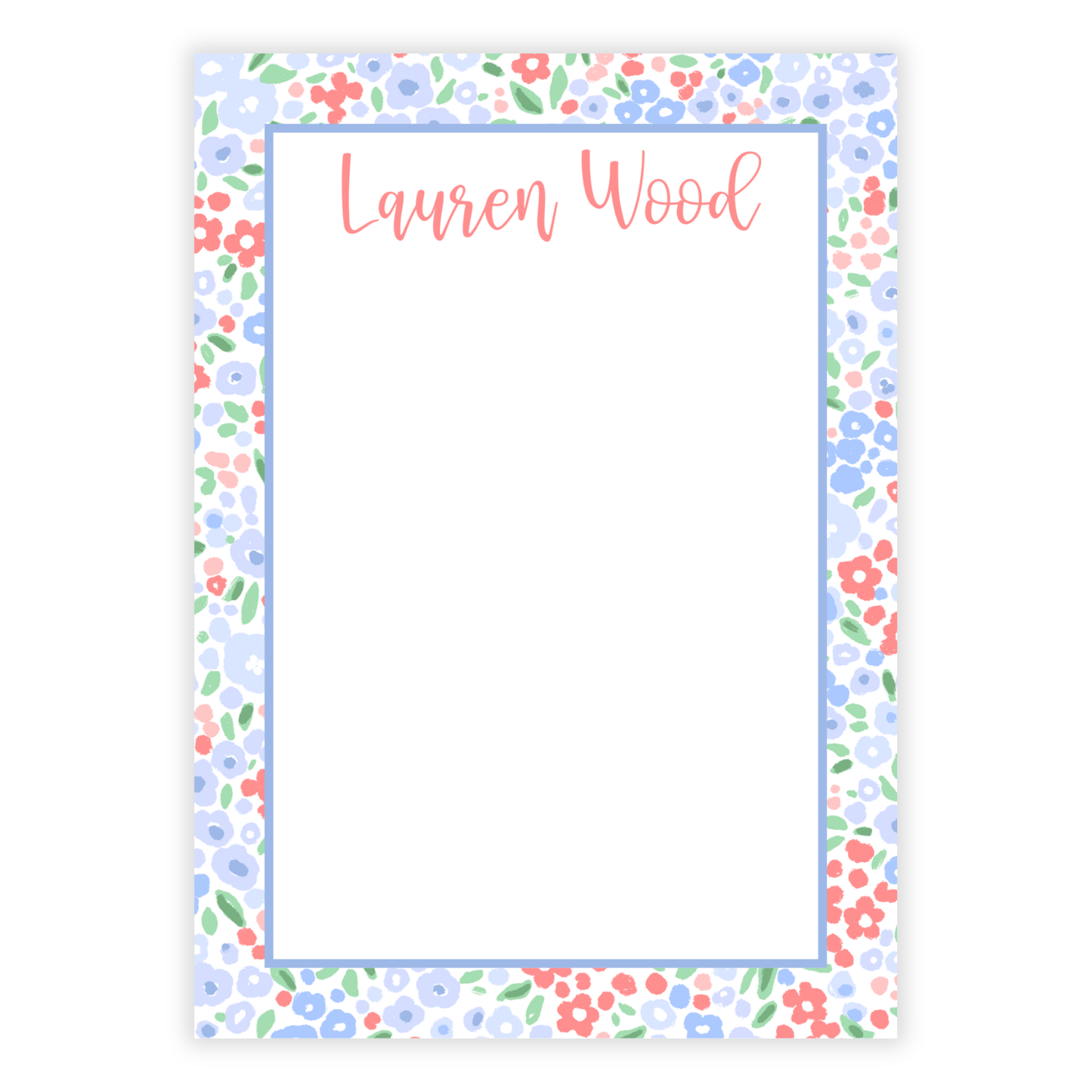 Blue Floral Notepad