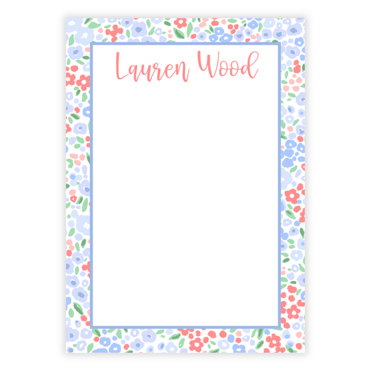 Blue Floral Notepad
