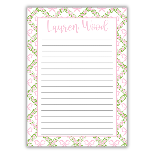 Pink Bow Greenery Notepad