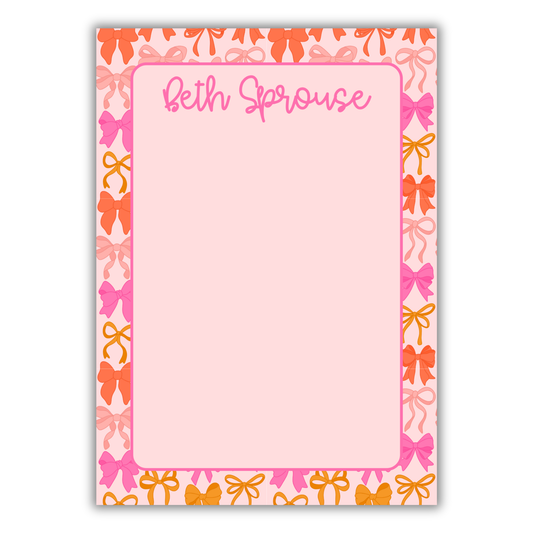 Pink & Orange Bows Notepad