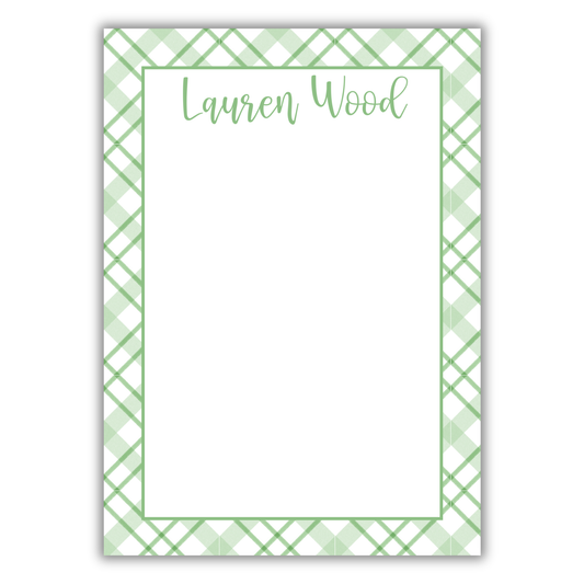 Green Gingham Notepad
