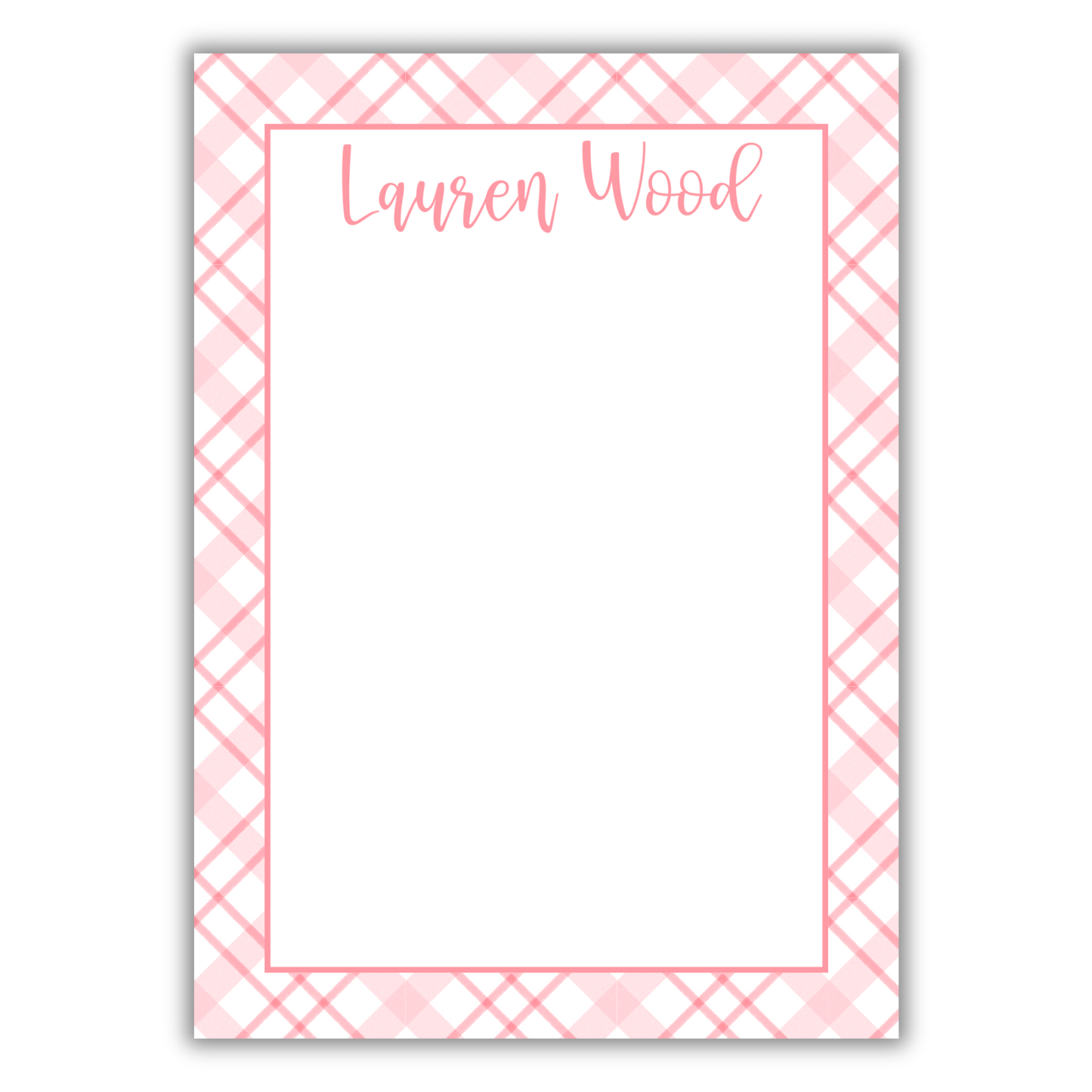 Pink Gingham Notepad