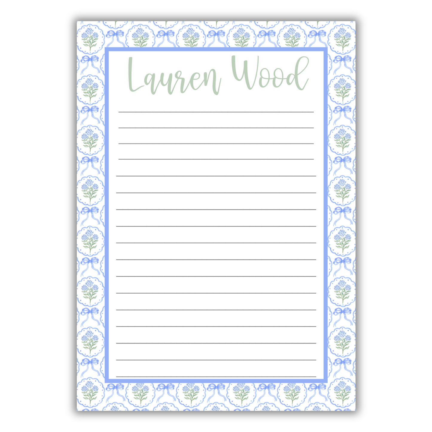 Blue Bow Floral Notepad