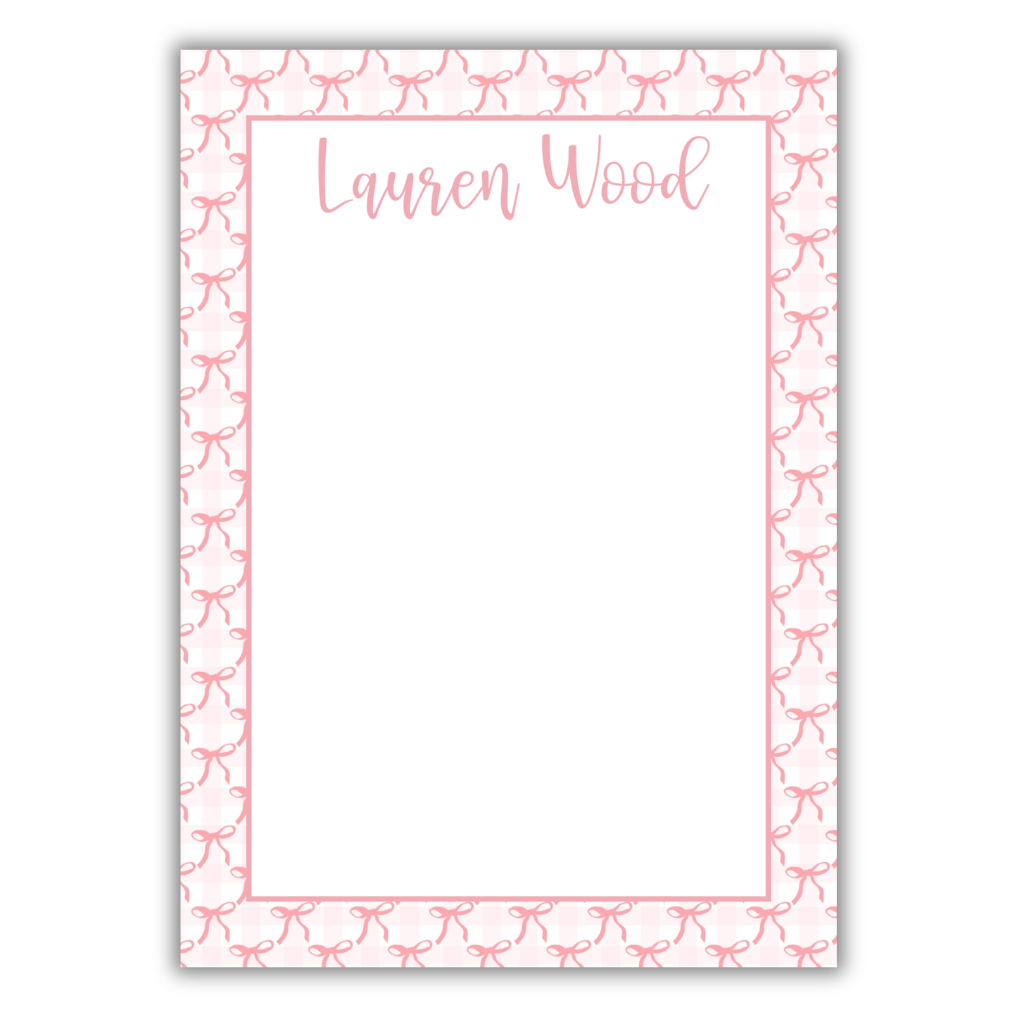 Pink Bow Gingham Notepad