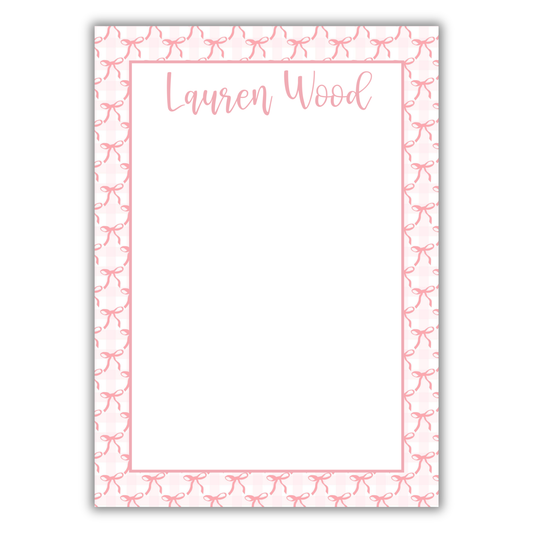 Pink Bow Gingham Notepad