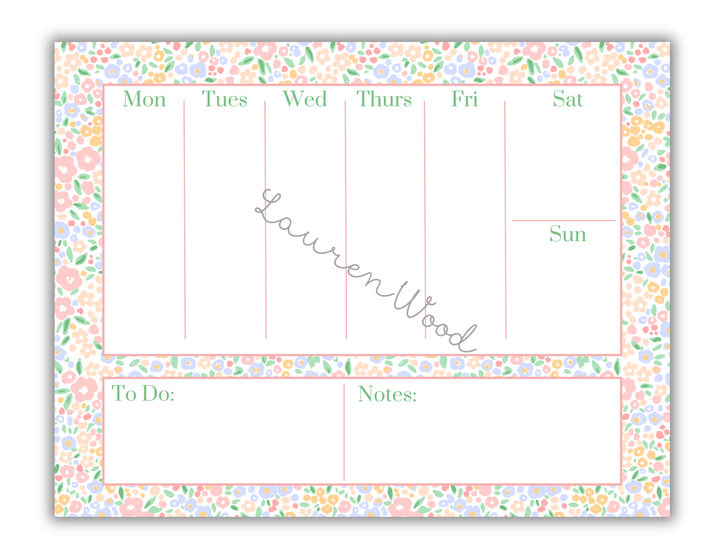 Peach Floral Weekly To-Do List Notepad