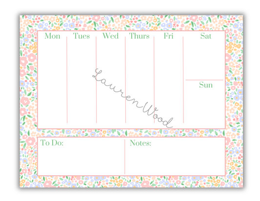 Peach Floral Weekly To-Do List Notepad