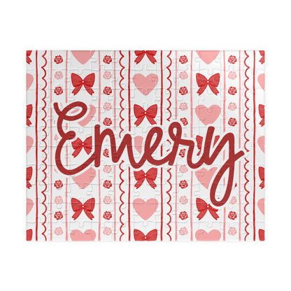 Personalized Valentine Puzzle — Custom Name Heart & Bow Jigsaw (110/252/520/1014 pcs)
