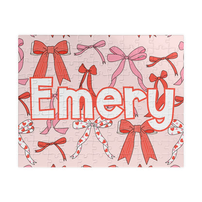 Personalized Bow Pattern Puzzle — Custom Name Jigsaw (110/252/520/1014 pcs)