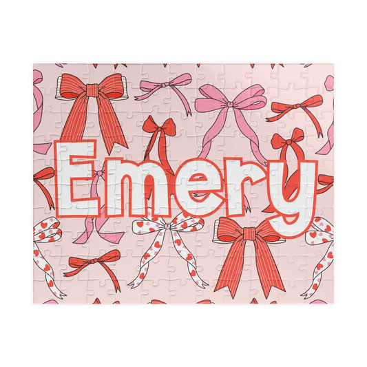 Personalized Bow Pattern Puzzle — Custom Name Jigsaw (110/252/520/1014 pcs)