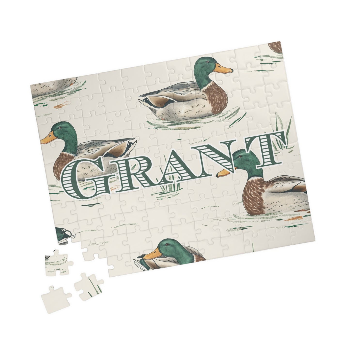 Personalized Mallard Duck Puzzle — Custom Name Jigsaw (110–1014 pcs)