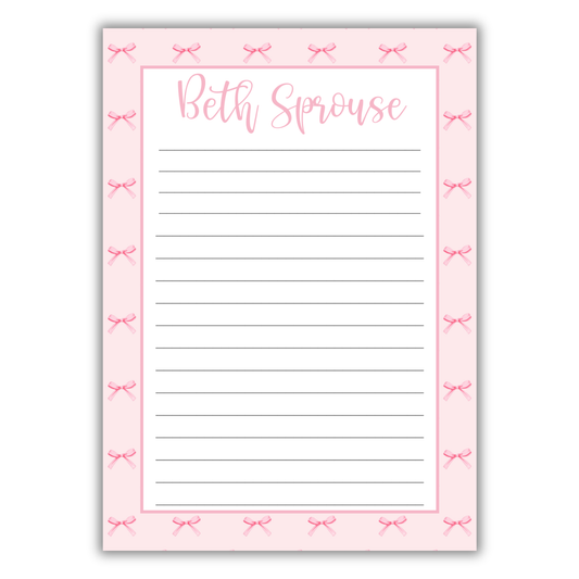 Pink Bow Background Notepad
