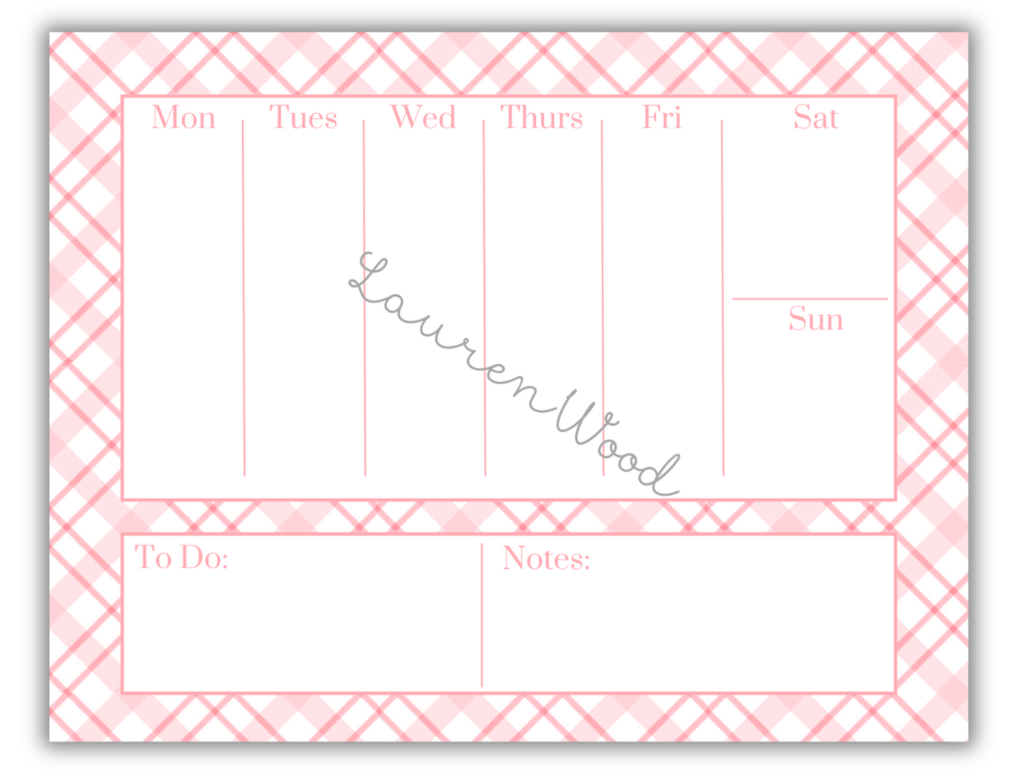 Pink Gingham Weekly To-Do List Notepad