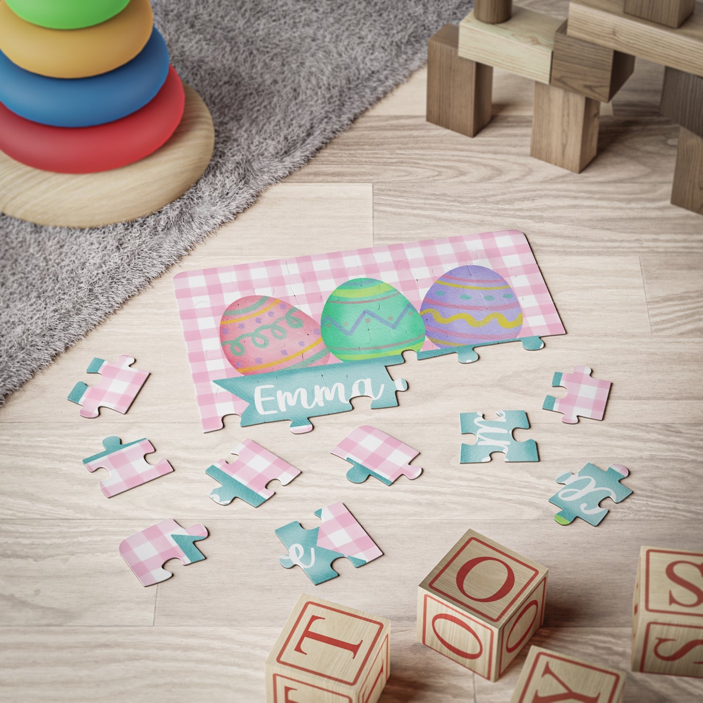 Personalized Kids Puzzle – Easter Eggs Name Puzzle (30-Piece)