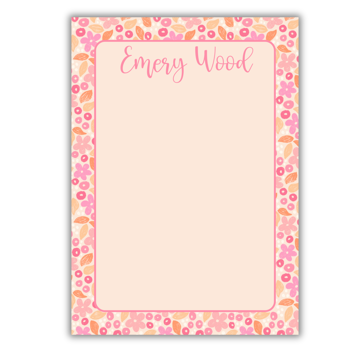 Pink and Orange Floral Notepad