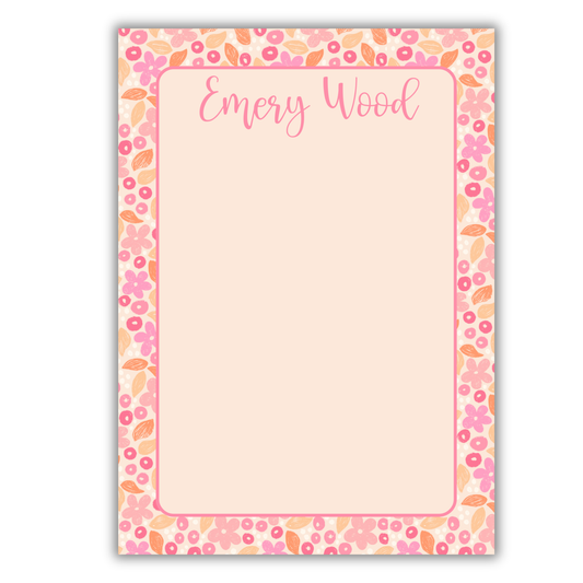 Pink and Orange Floral Notepad